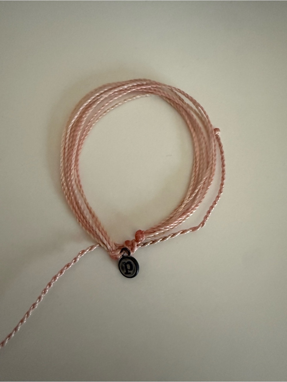 Pura Vida Pale Pink Braided Cord Bracelet with Logo Charm